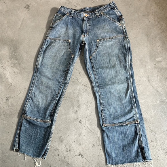 Carhartt Denim - Carhartt Jeans Women 8 Blue WB003‎ Double Knee Carpenter Distressed Raw Hem